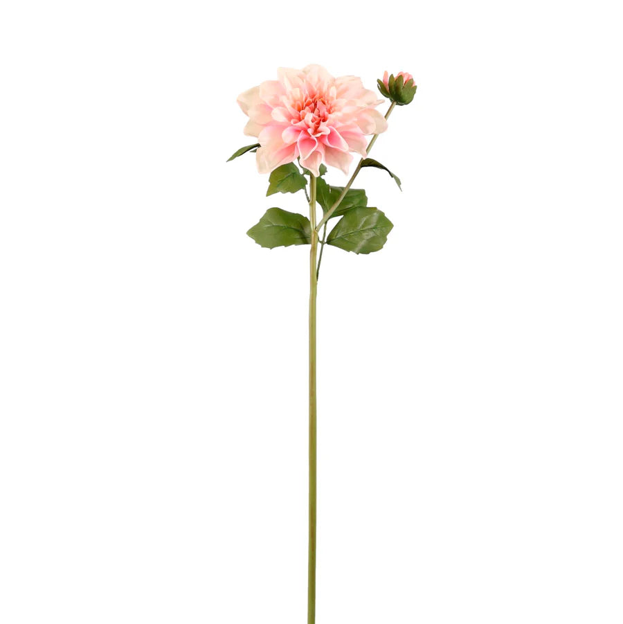 REAL TOUCH WATERLILY DAHLIA FAUX FLORAL STEM - PALE PINK