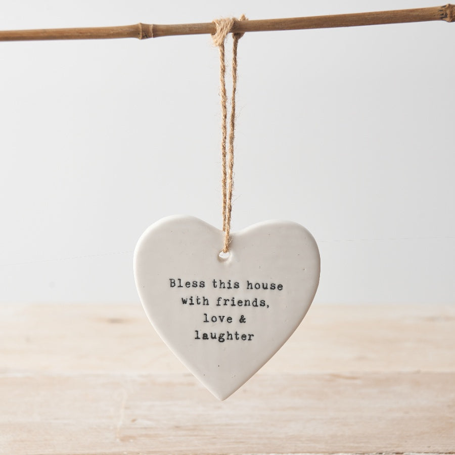BLESS THIS HOUSE PORCELAIN HANGING HEART