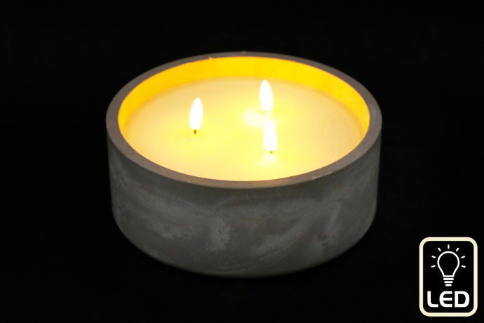LED CEMENT 3 WICK CANDLE