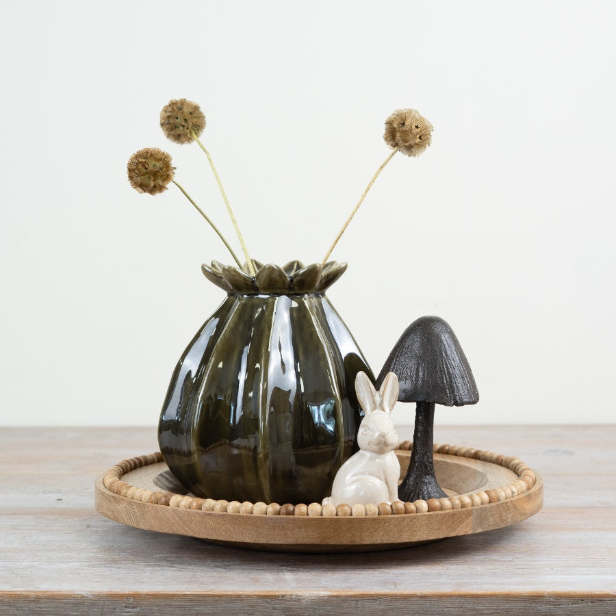 GREEN CERAMIC POPPY VASE