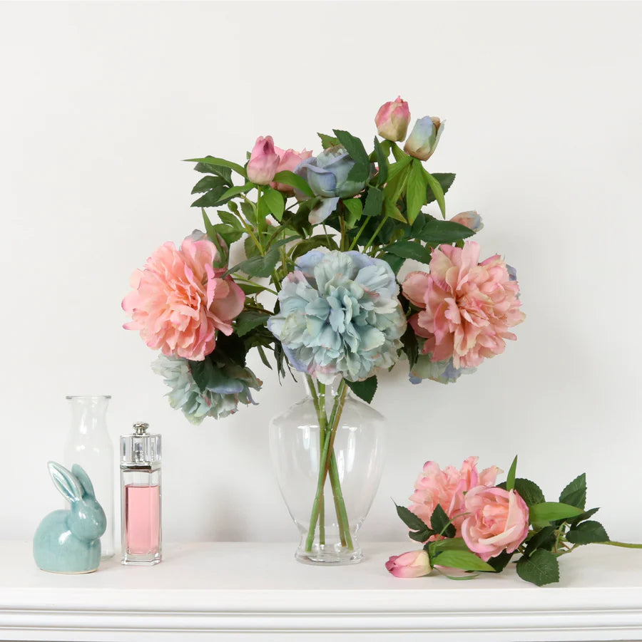 BLUSH PINK DRIED TOUCH PEONY STEM - FAUX FLORALS