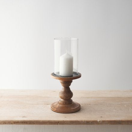 GLASS PILLAR CANDLE HOLDER, 30CM