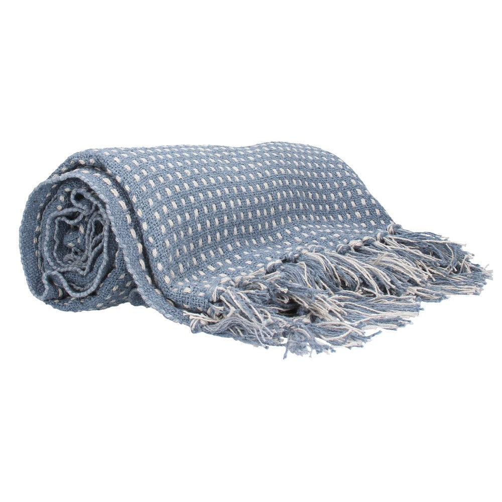 THROW LIGHT BLUE LINEN STITCH