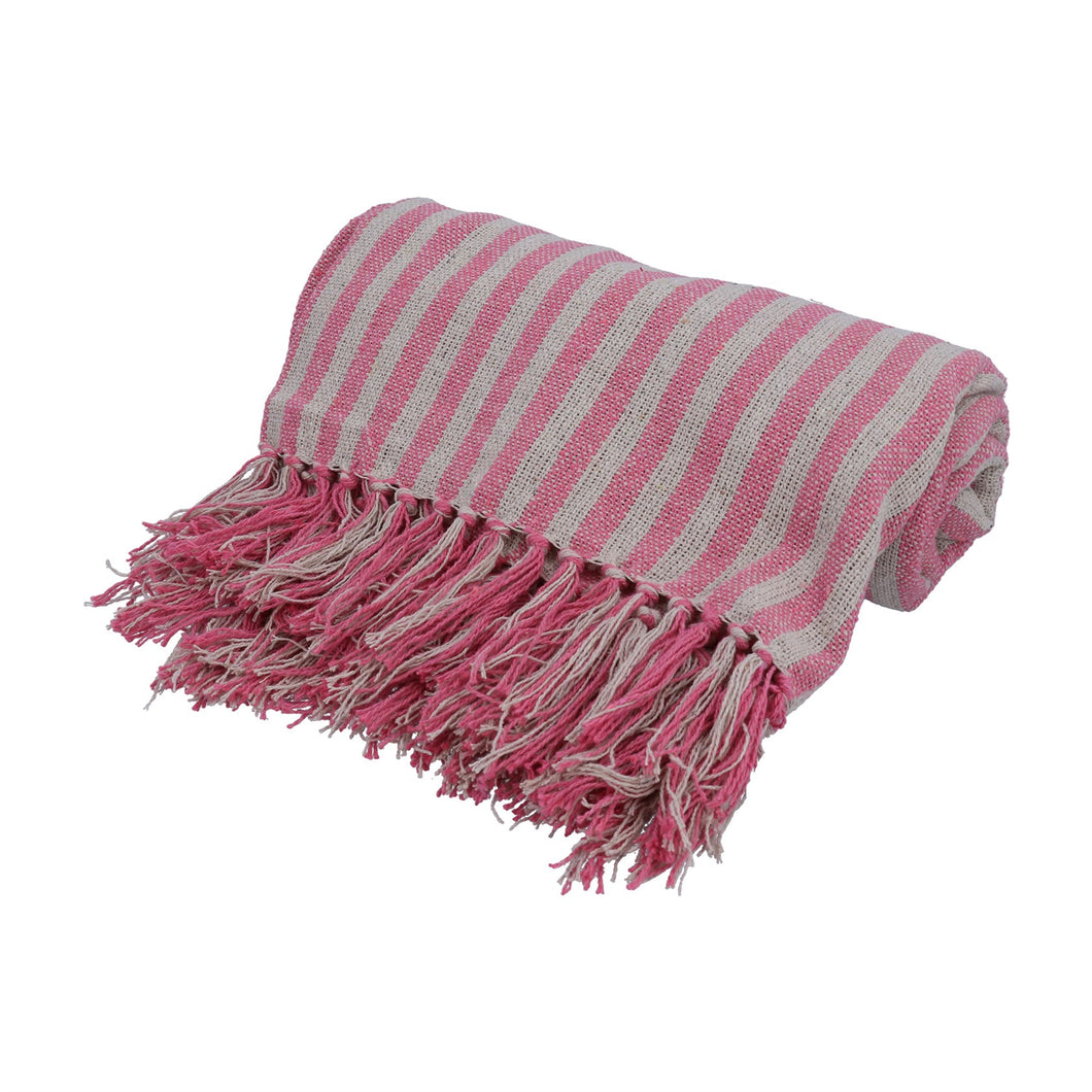 THROW PINK LINEN STRIPE