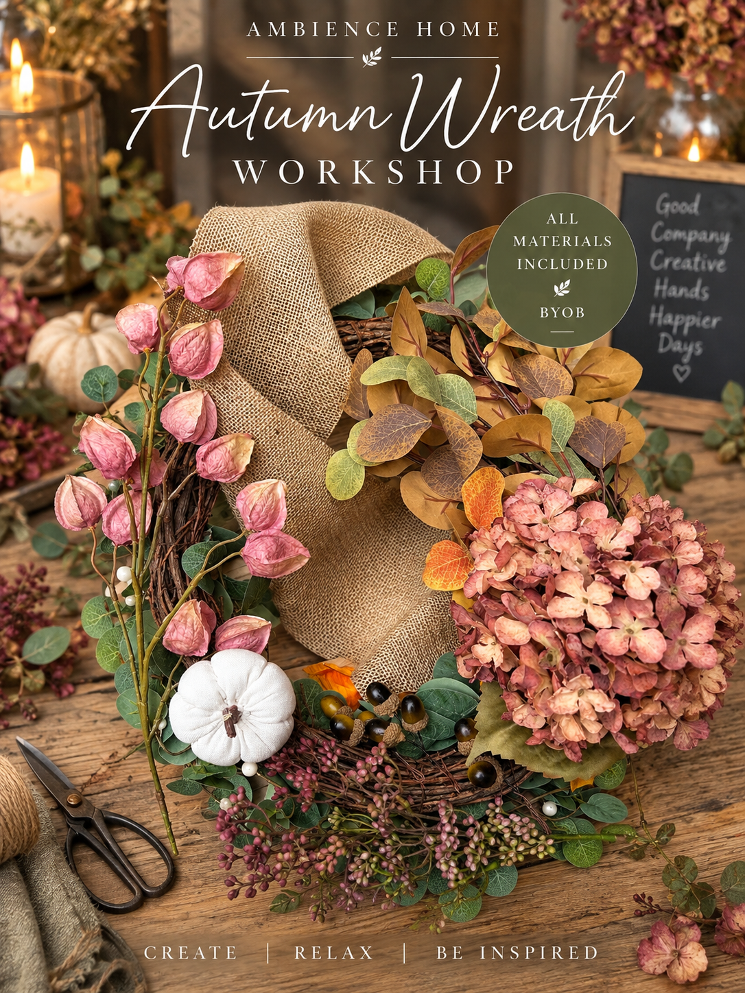 AUTUMN FAUX WREATH MAKING CLASS - Wednesday 7th October