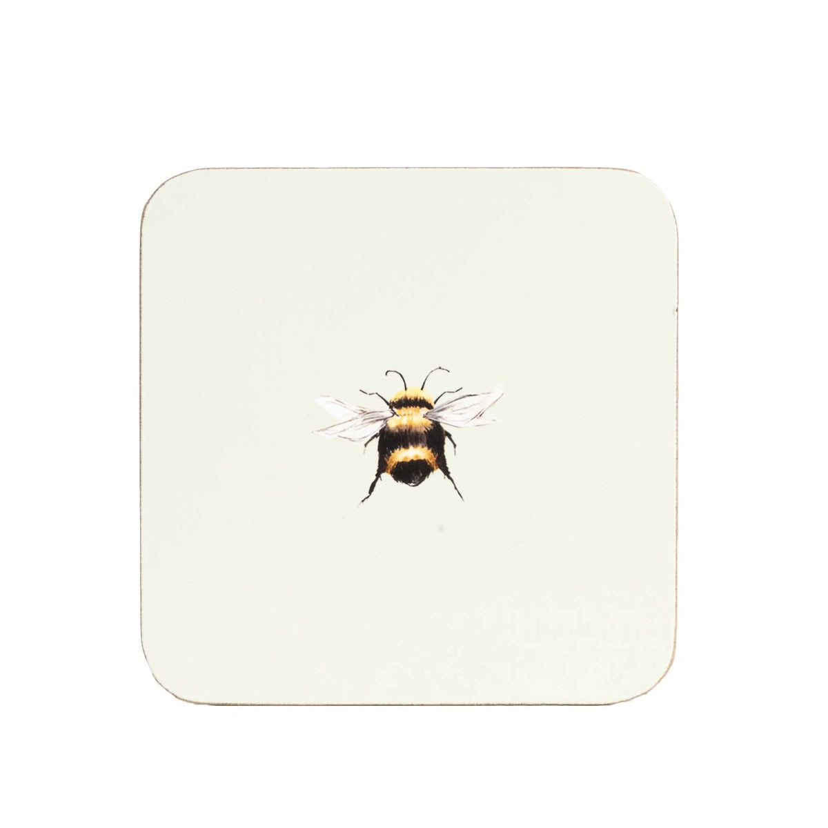 SET OF 4 BEE COASTERS WITH CORK BACK