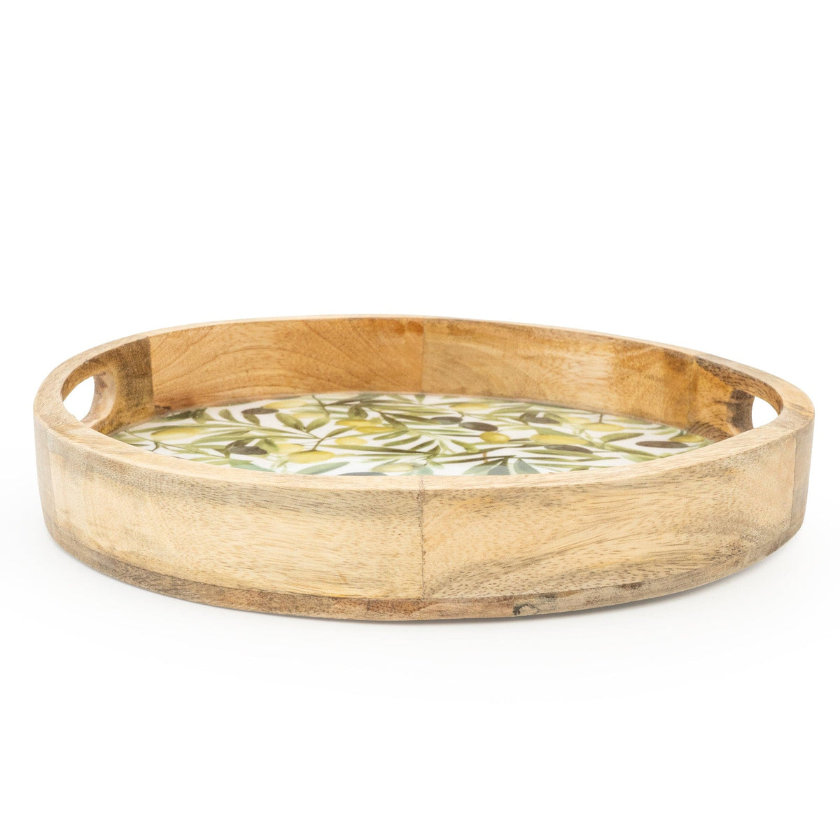 MANGO WOOD TRAY WITH OLIVE DESIGN