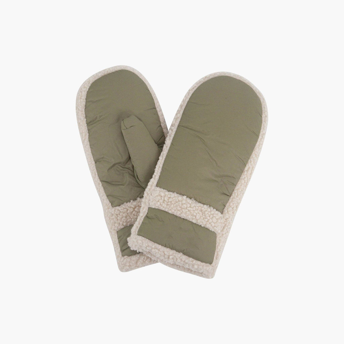 KHAKI BORG LINED MITTENS