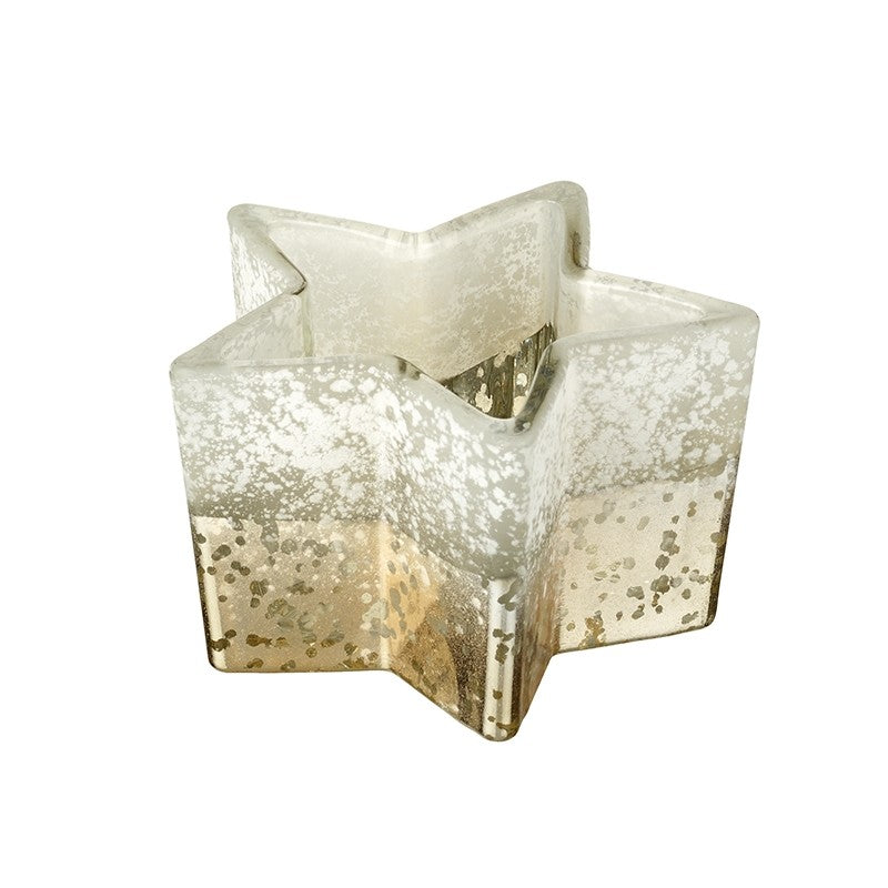 FROSTED GOLD STAR CANDLE HOLDER
