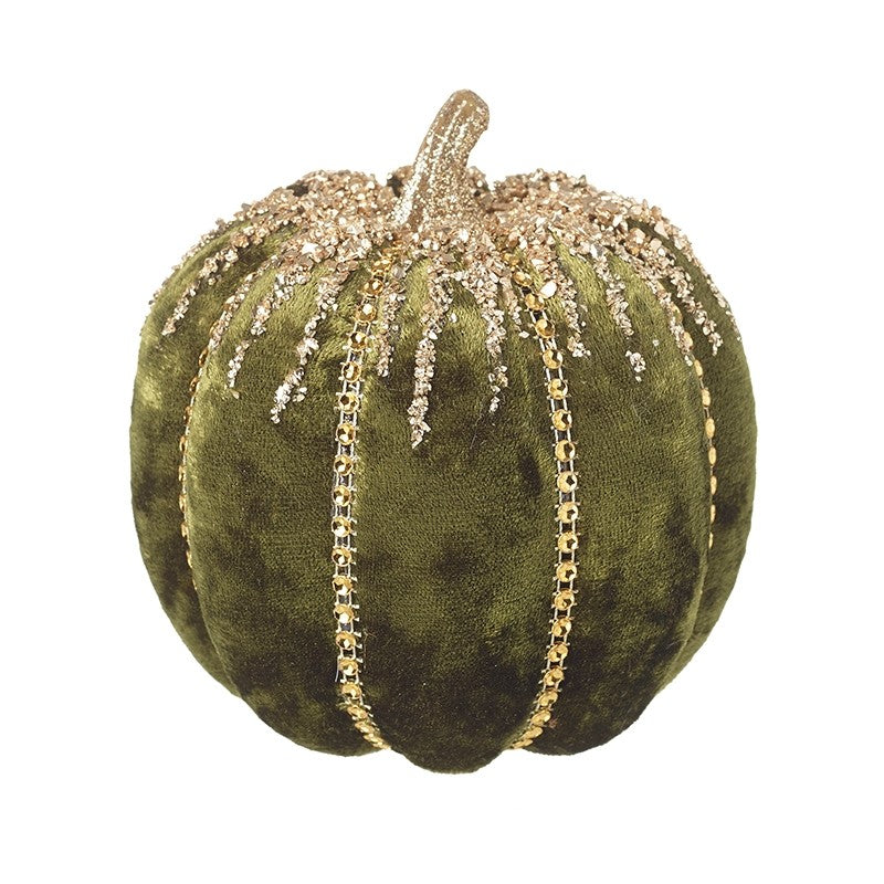 JEWELLED GREEN VELVET PUMPKIN