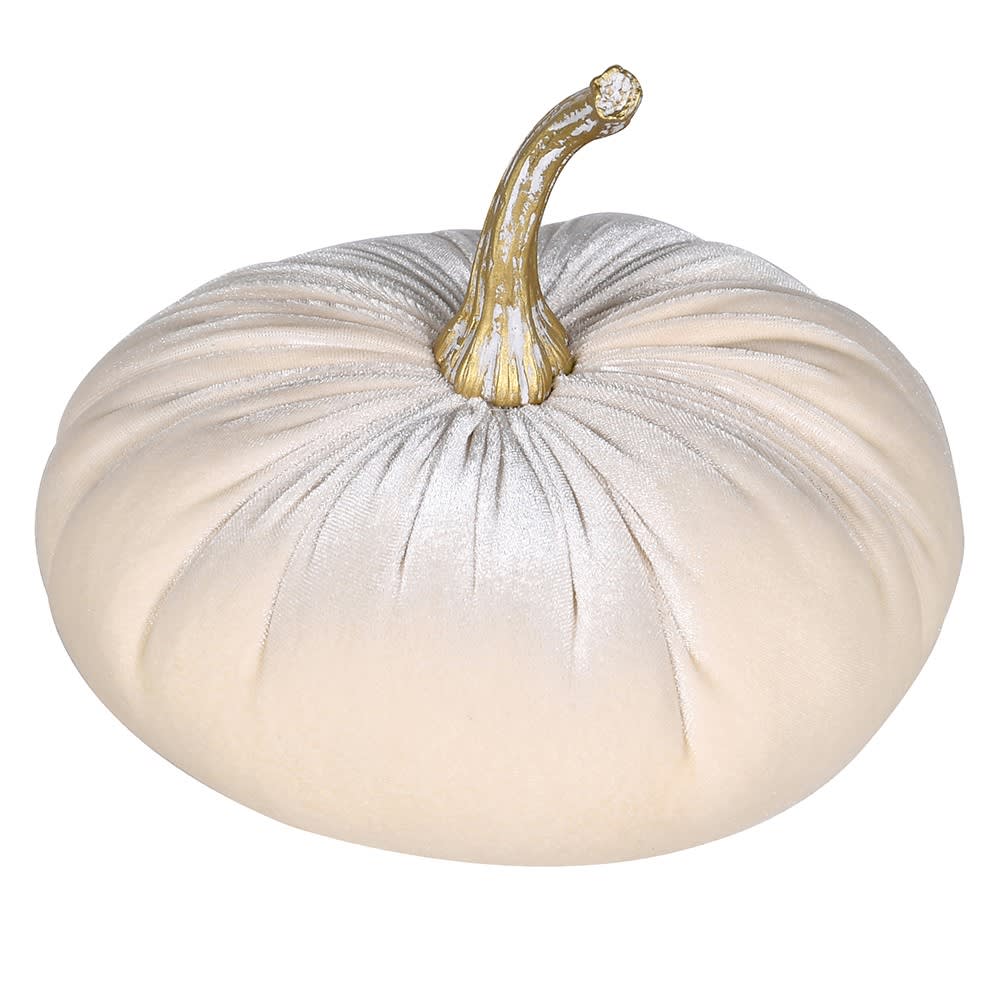 LARGE IVORY VELVET PUMPKIN