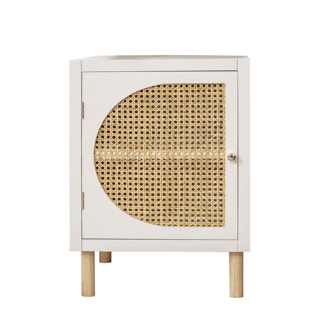 WHITE RATTAN STORAGE CUPBOARD - SECONDS