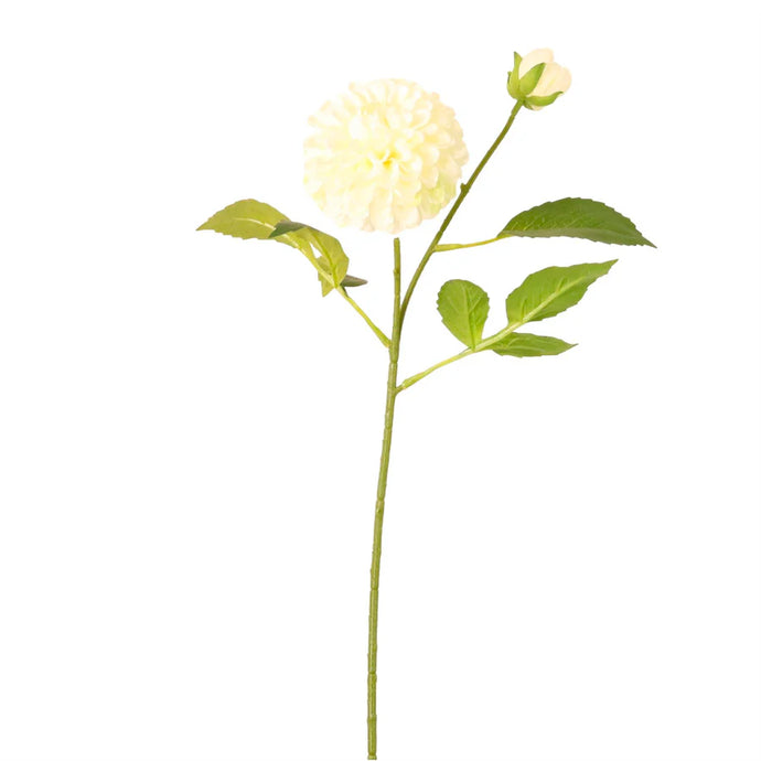 POM POM DAHLIA FAUX FLORAL STEM - CREAM