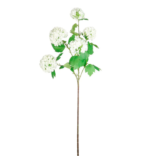 WHITE SNOWBALL FAUX FLORAL STEM