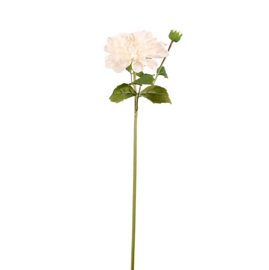 REAL TOUCH WATERLILY DAHLIA FAUX FLORAL STEM - CREAM