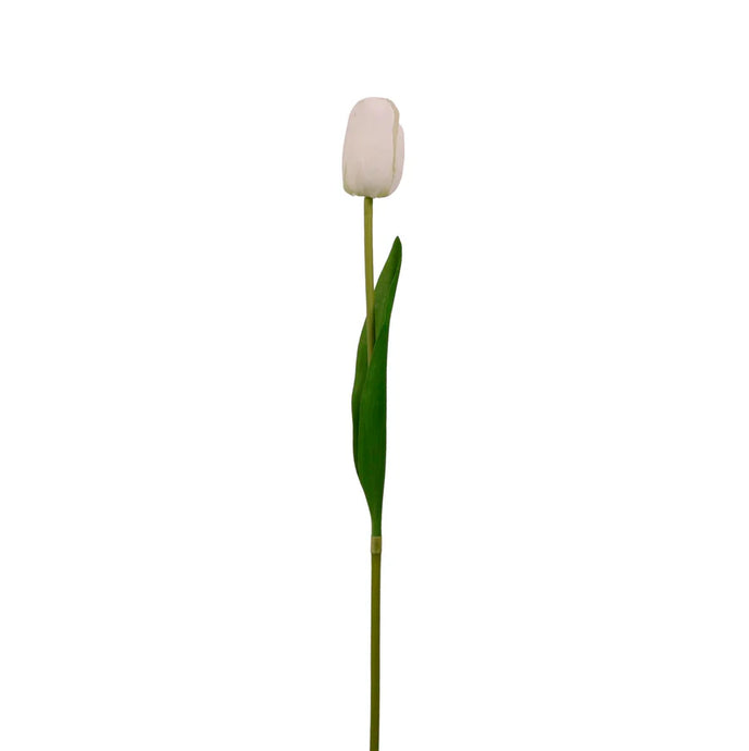 REAL TOUCH TULIP FAUX FLORAL STEM - WHITE
