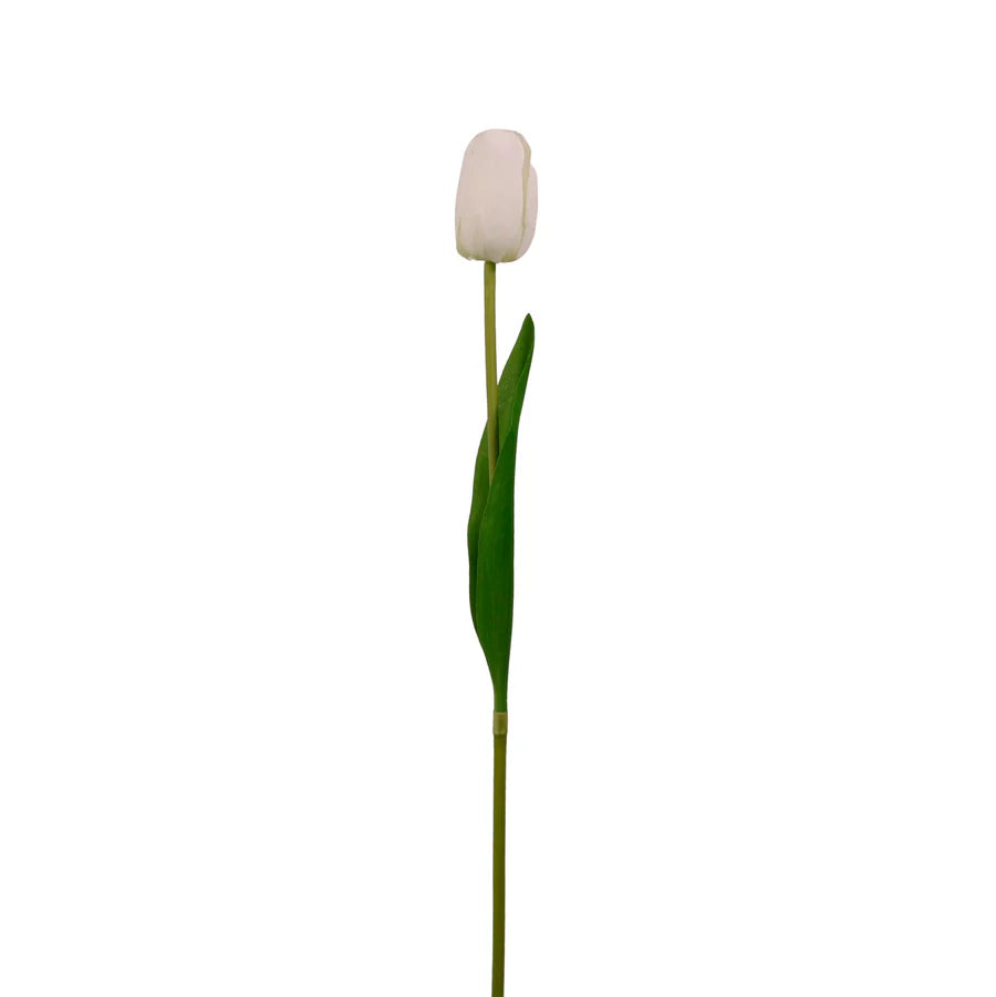 REAL TOUCH TULIP FAUX FLORAL STEM - WHITE