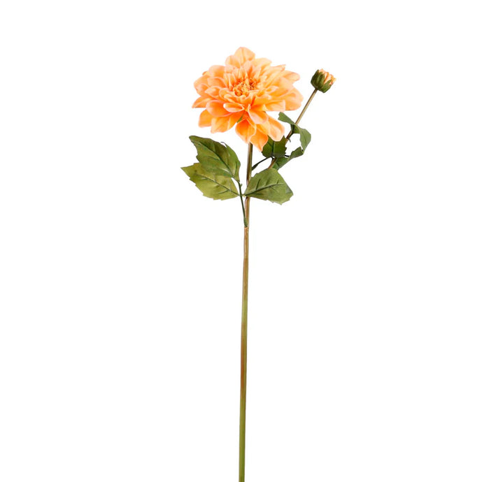 REAL TOUCH WATERLILY DAHLIA FAUX FLORAL STEM - PASTEL ORANGE