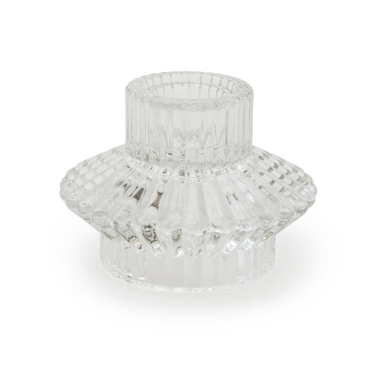 GLASS DOUBLE SIDED CANDLEHOLDER