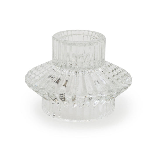 GLASS DOUBLE SIDED CANDLEHOLDER