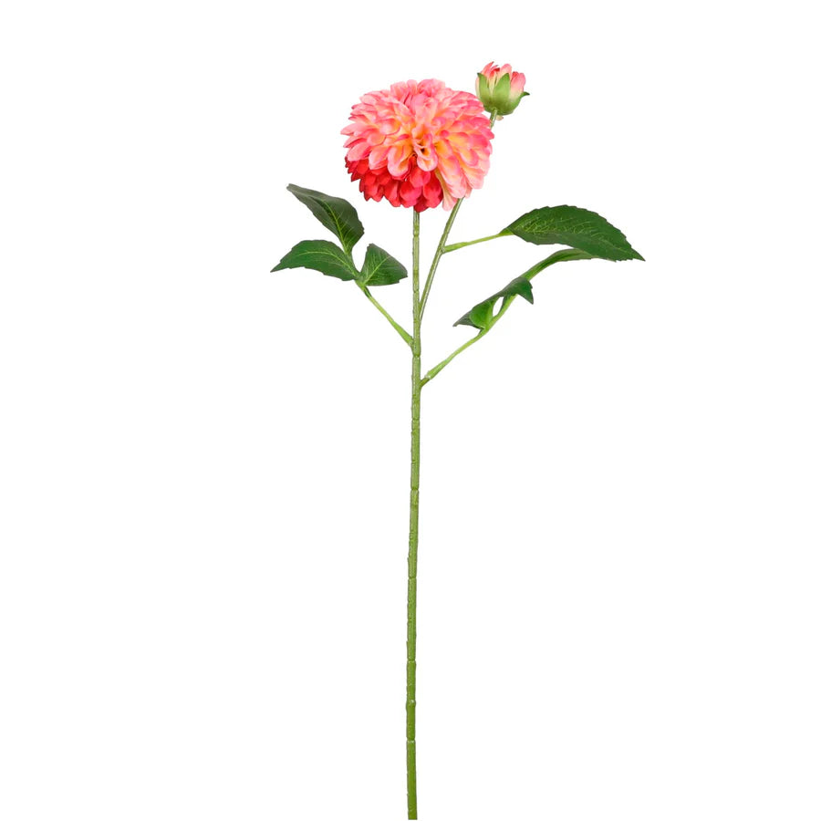 POM POM DAHLIA FAUX FLORAL STEM - HOT PINK
