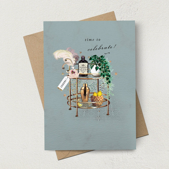 DRINKS TROLLEY CELEBRATE CARD