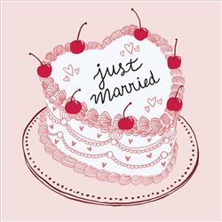 JUST MARRIED HEART CAKE CARD