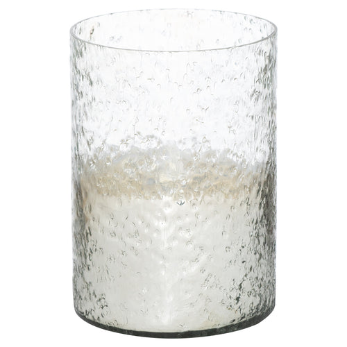 SILVER HAMMERED GLASS CANDLE HOLDER