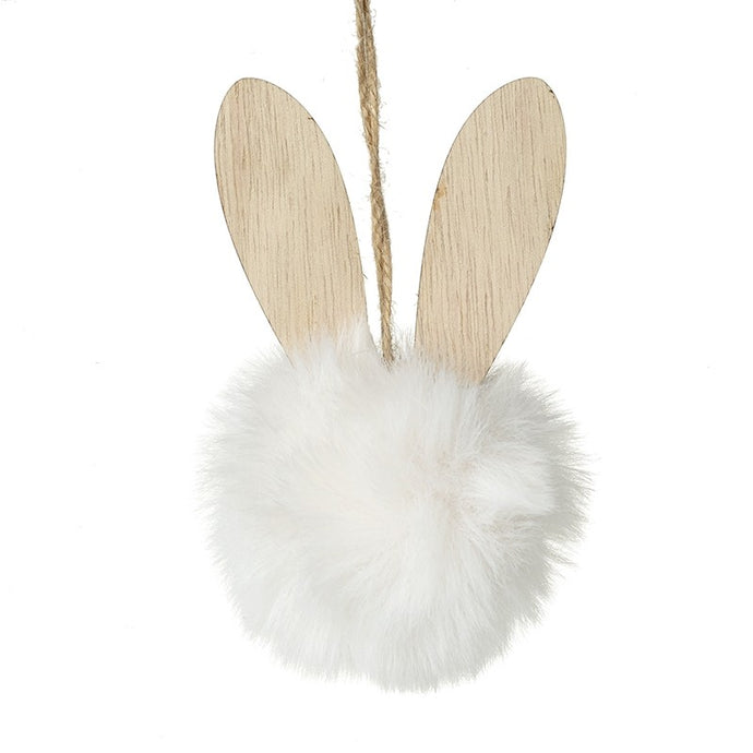 CUTE FLUFFY WHITE HANGING BUNNY EAR DECORATION