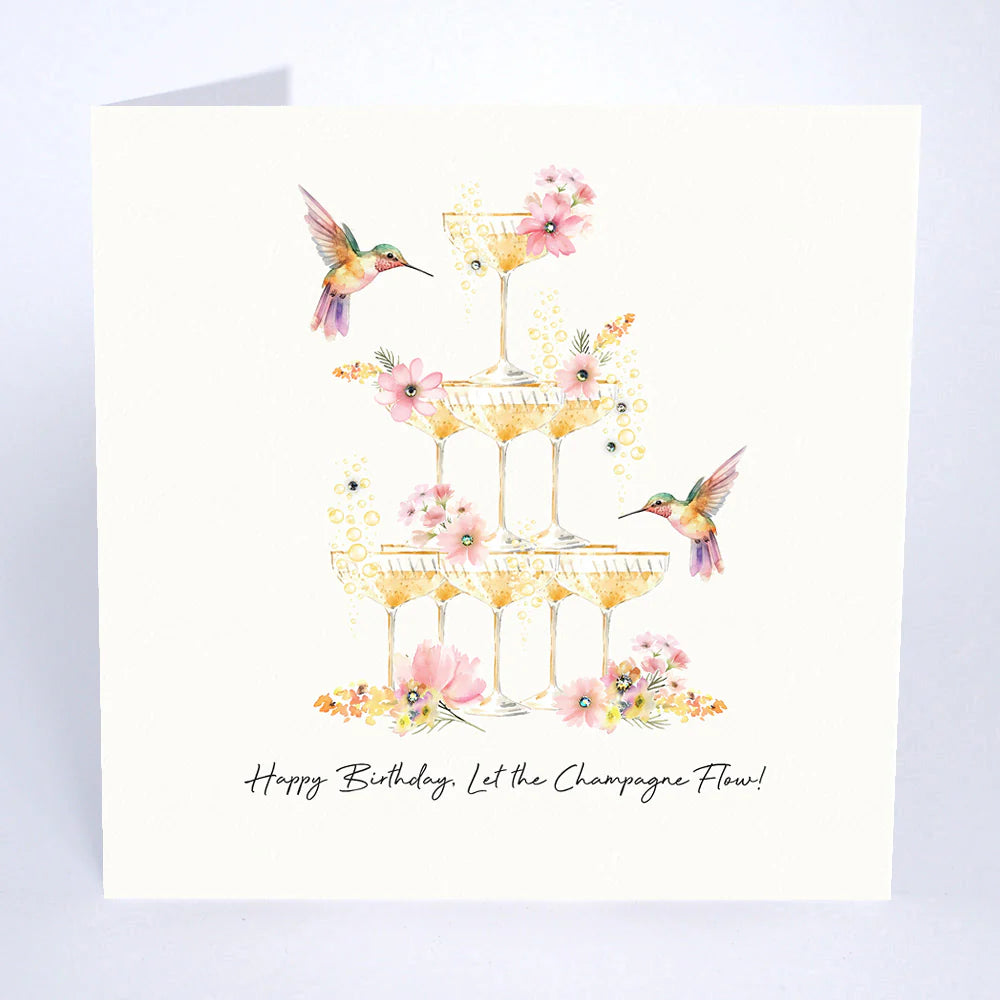 HAPPY BIRTHDAY LET THE CHAMPAGNE FLOW CARD