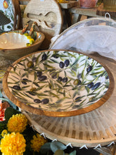 LARGE OLIVE ENAMELLED MANGO WOOD BOWL