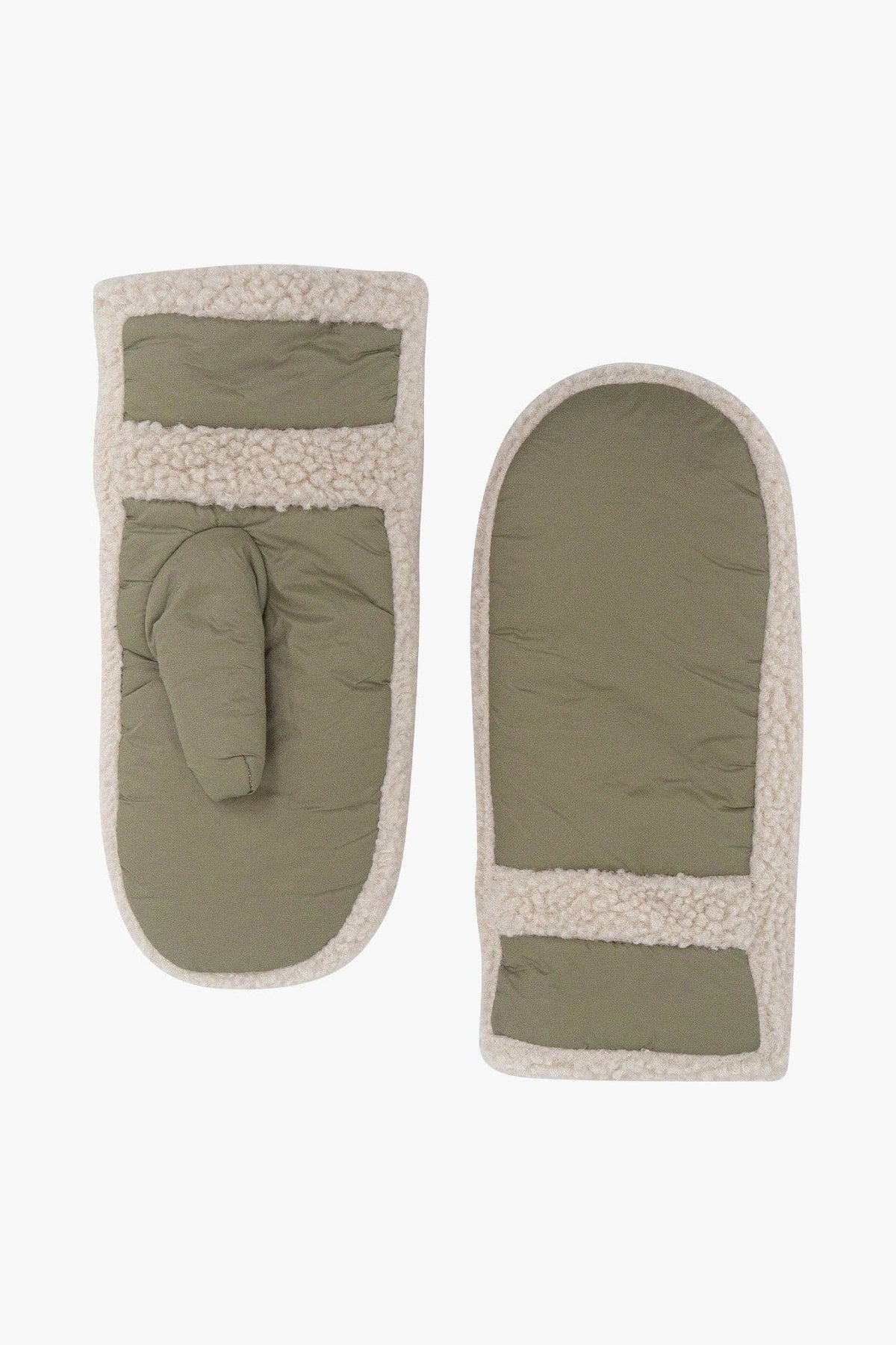 KHAKI BORG LINED MITTENS