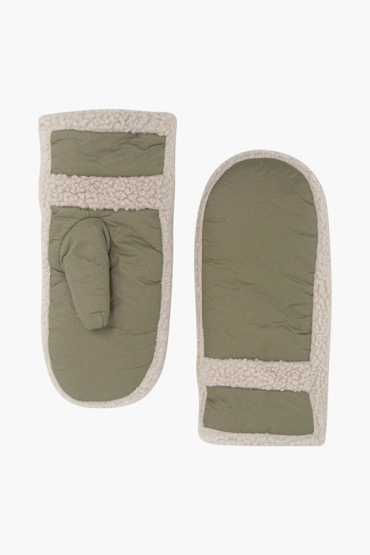 KHAKI BORG LINED MITTENS
