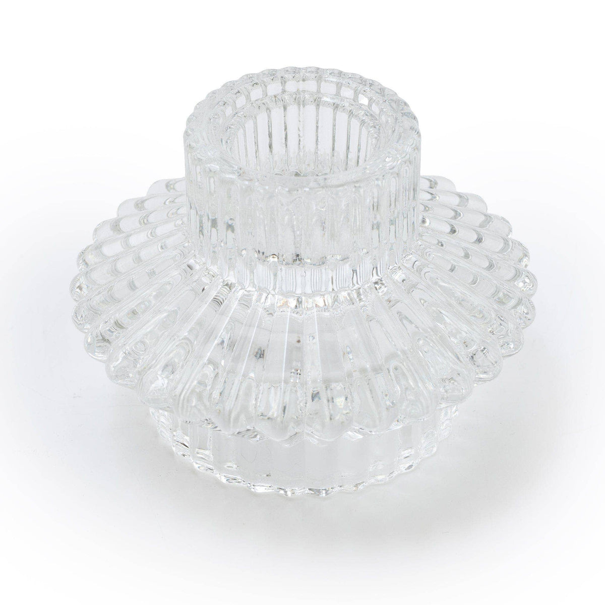 GLASS DOUBLE SIDED CANDLEHOLDER