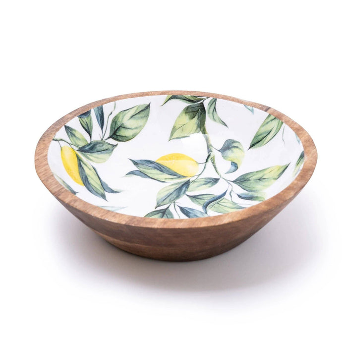 LEMON ENAMELLED MANGO WOOD BOWL