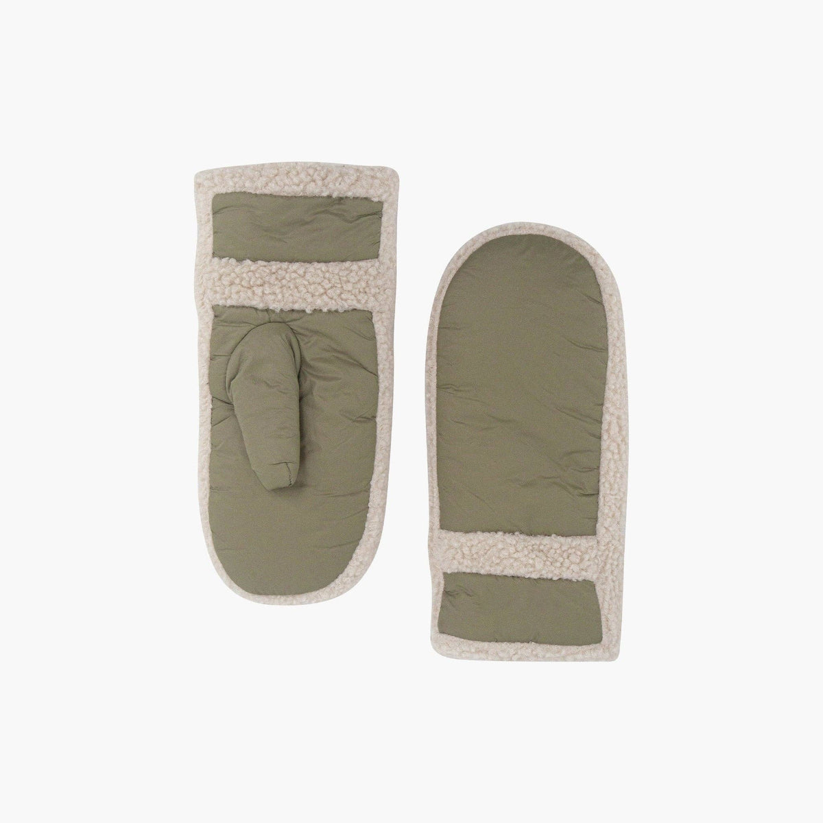 KHAKI BORG LINED MITTENS