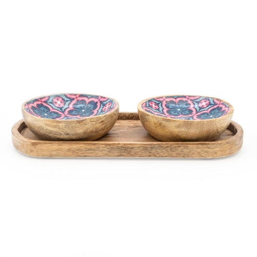 MOROCCAN MANGO WOOD DIPPING BOWL SET