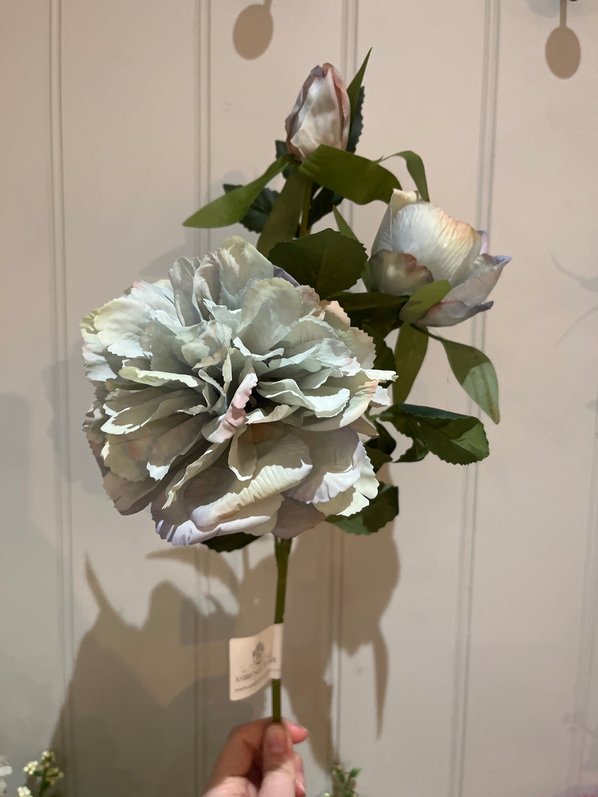 BLUE RASPBERRY DRIED TOUCH PEONY STEM - FAUX FLORALS