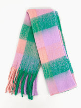 PINK AND GREEN BLOCK SCARF