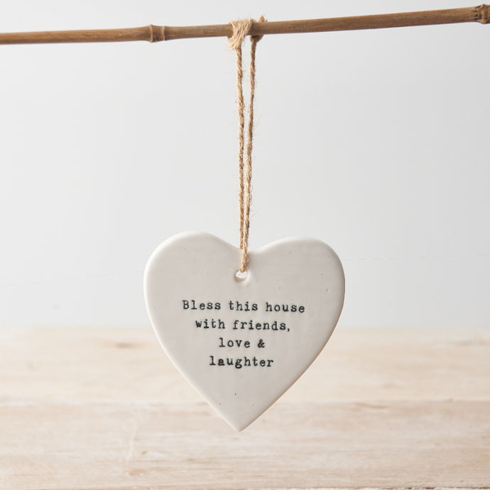 BLESS THIS HOUSE PORCELAIN HANGING HEART