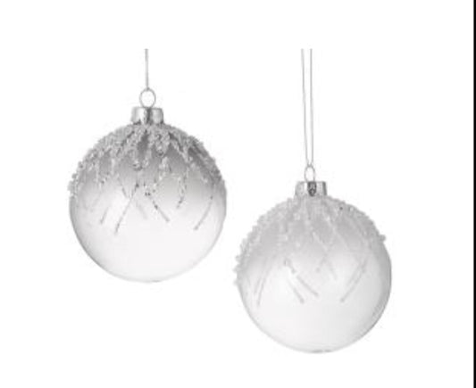 Silver glass frosted bauble