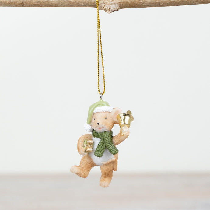 HANGING FESTIVE MOUSE WITH BELL