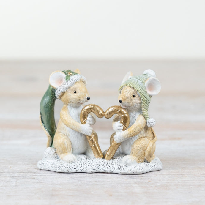 FESTIVE MICE WITH CANDY CANE HEART