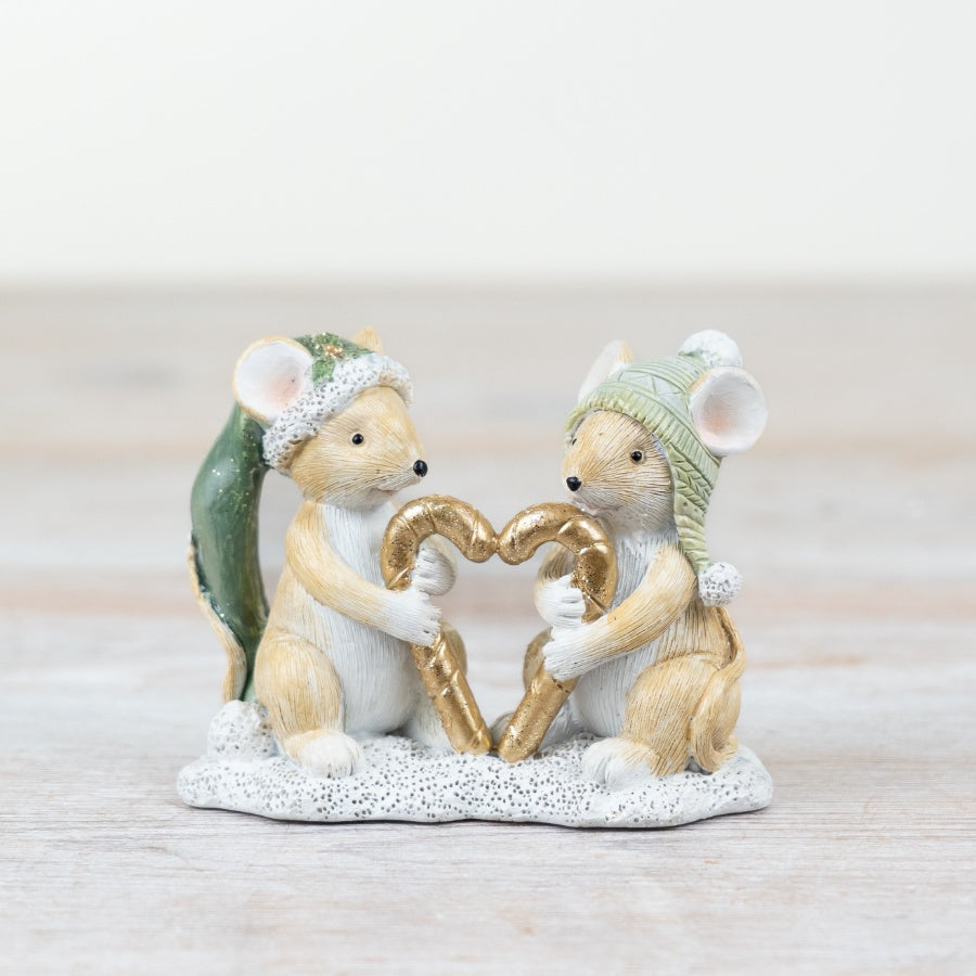 FESTIVE MICE WITH CANDY CANE HEART