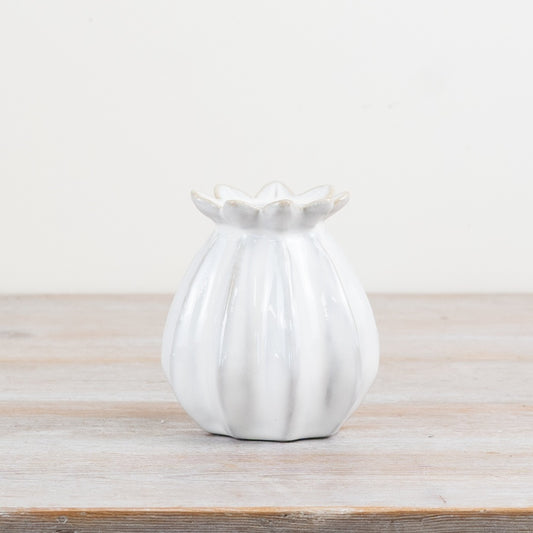 WHITE CERAMIC POPPY BUD VASE