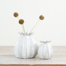 WHITE CERAMIC POPPY BUD VASE