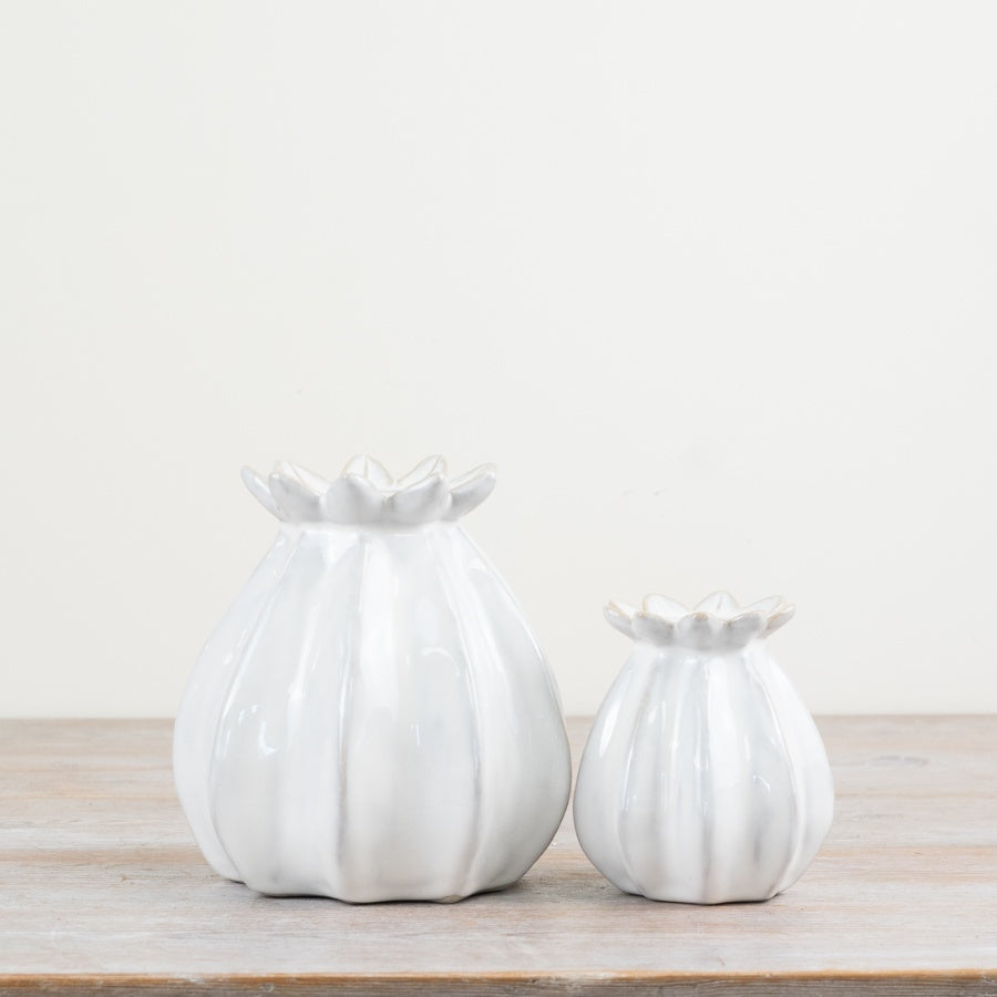 WHITE CERAMIC POPPY BUD VASE