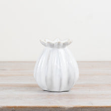 WHITE CERAMIC POPPY BUD VASE - SMALL