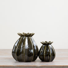 GREEN CERAMIC POPPY VASE