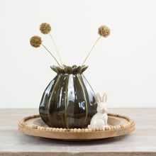 GREEN CERAMIC POPPY VASE